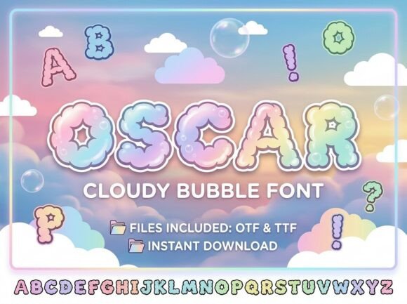 Oscar: A Whimsical Cloudy Bubble Font for Creative Expression